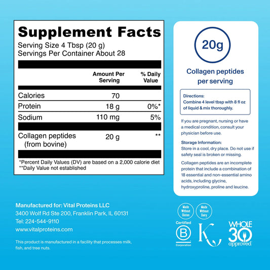 Vital Proteins Collagen Peptides. Unflavored. 20 OZ