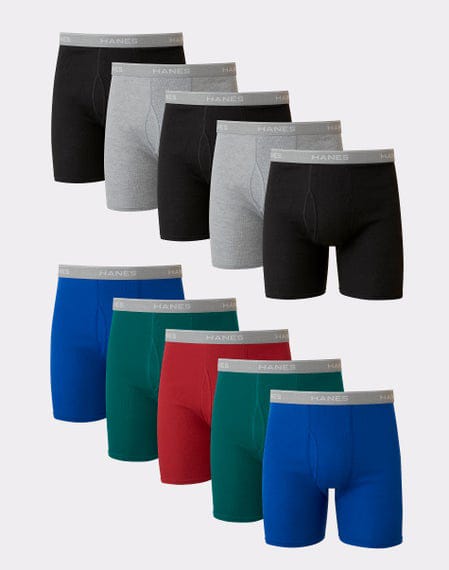 Boxer Hanes. 4 Tangless Boxer Briefs. Comfortflex Waistband All Day Confortable Fit - Azul varios tonos
