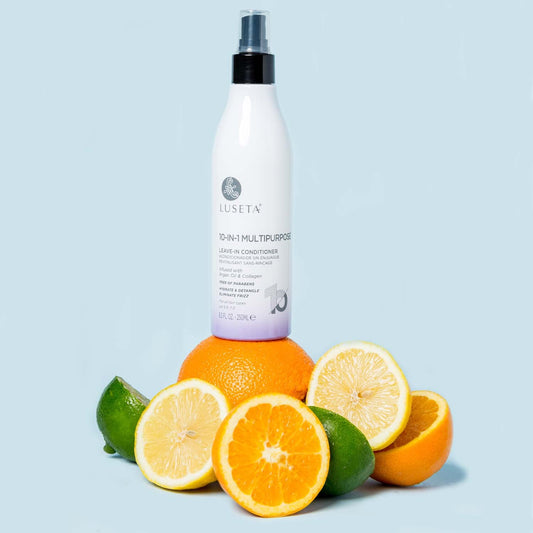 Luseta 10 in 1 Multipurpose. Leave-In Conditioner. Infused with Argan Oil & Collagen. Free of Parabens, Hydrate & Detangle Eliminate Frizz. For all hair types pH 5.0-7.0 - 8.5 FL OZ