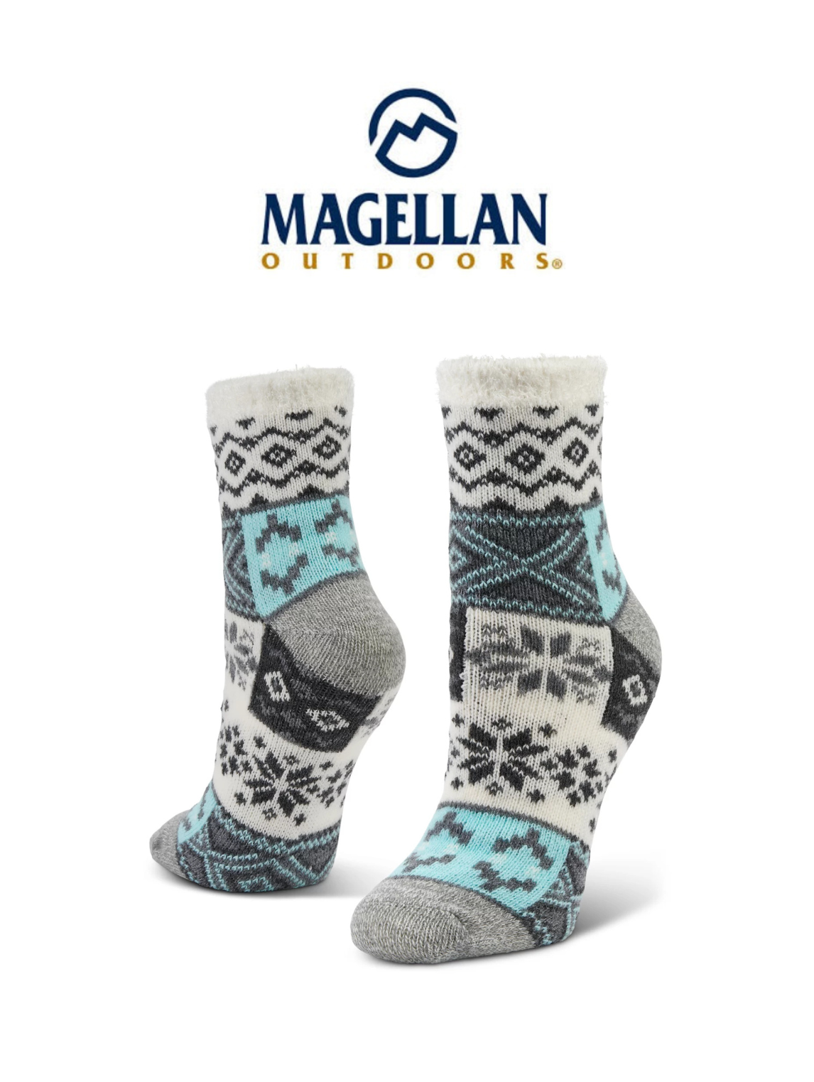 1 Pair Magellan Women's Crew Nordic Patchwork Socks