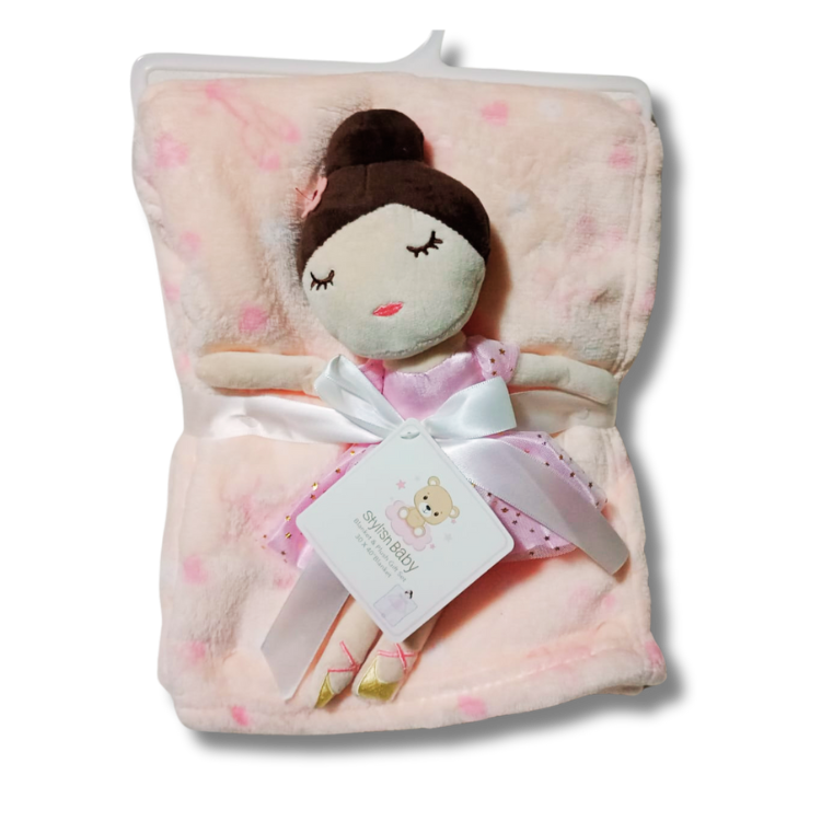 Stylish Baby - Blanket & Plush Gift Set - 30 x 40 '' Blanket - Girl