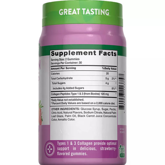 Nature's Truth – Gomitas de Colágeno Tipo 1 + 3 para Belleza – 60 unidades