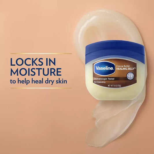 Vaseline Cocoa Butter Healing Jelly. Dermatologist Tested, Rich Moisturizing. 7.5 OZ