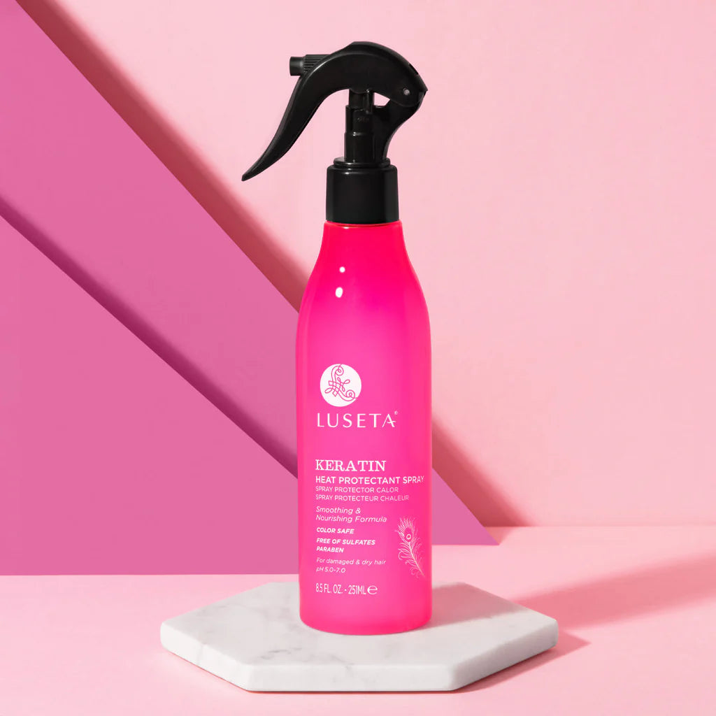 Luseta Keratin, Heat Protectant Spray, Smoothing & Nourishing Formula. Color Safe, Free of Sulfates and Parabens. For damaged & dry hair. PH 4.0 – 6.0. - 8.5 FL OZ