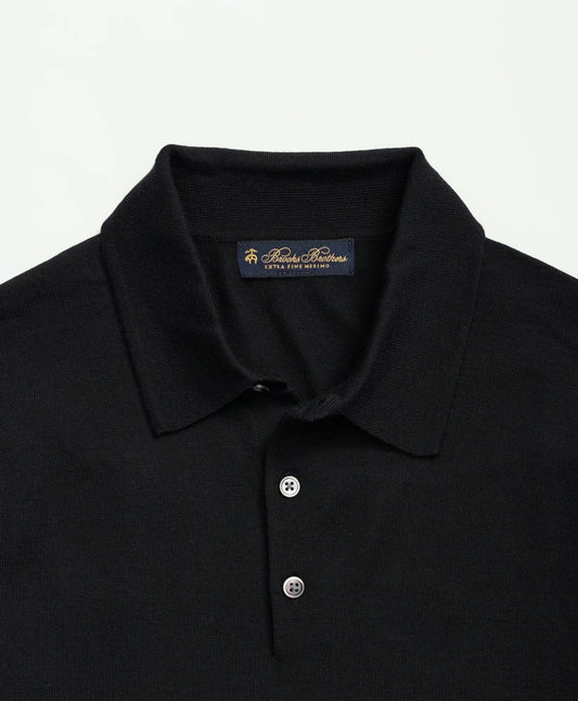 Brooks Brothers – Suéter Polo de Lana Merino – Negro