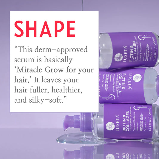 Luseta Biotin & Collagen, Strengthening Oil Tratment. Nourish & Thickening. Color Safe, Free of Sulfates, Parabens & Gluten. For Thin & Dry Hair – 3.38 FL OZ