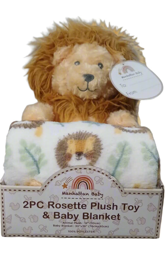 Manhattan Baby 2pc Rosette Plush Toy & Baby Blanket – Lion
