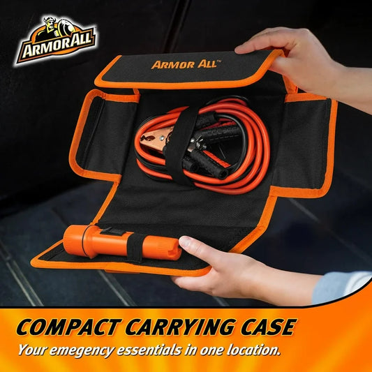 ArmorAll Emergency Kit with Convenient Storage Case - Booster cables and flash light