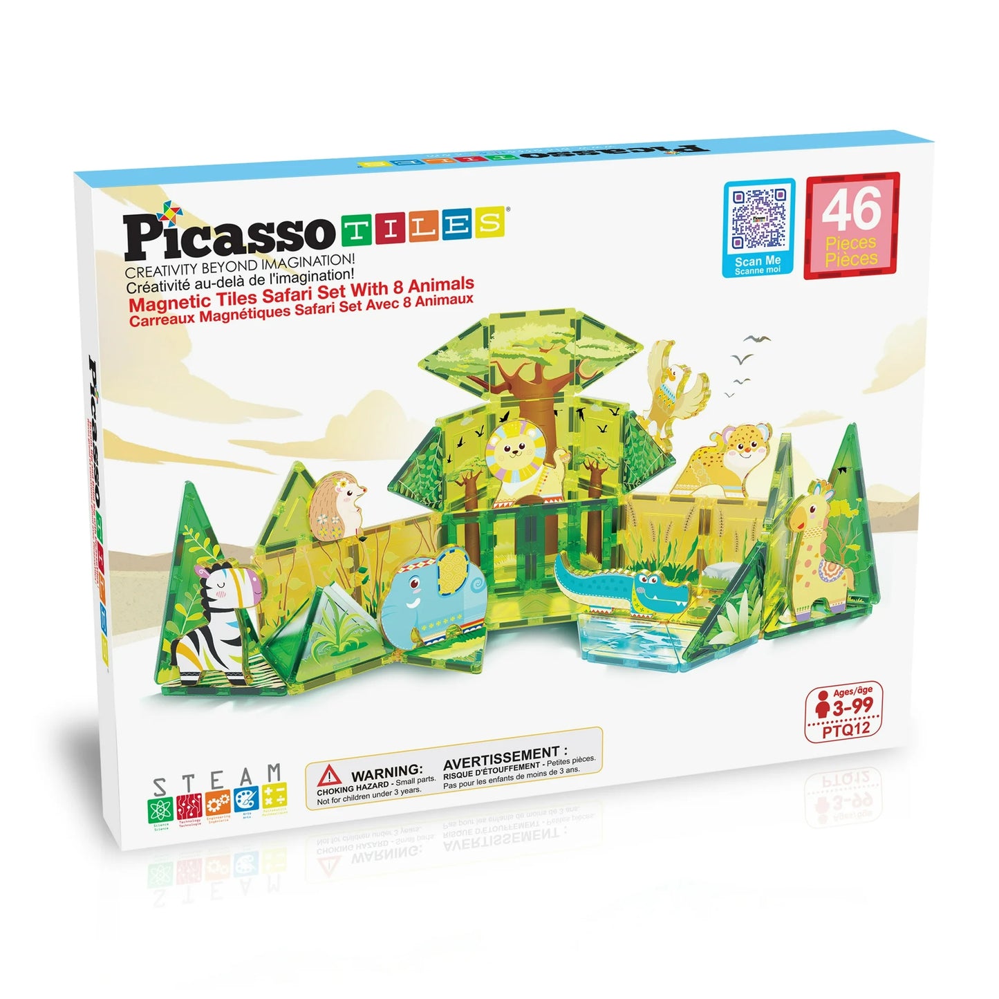 PICASSO-TILES – Juego de 46 piezas magnéticas Safari, bloques de construcción STEM educativos, Serie Mini Diamond, edades 3 a 99