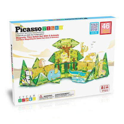 PICASSO-TILES – Juego de 46 piezas magnéticas Safari, bloques de construcción STEM educativos, Serie Mini Diamond, edades 3 a 99