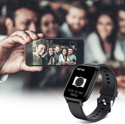 Reloj inteligente unisex de 1.69" con pantalla táctil completa, IP68 resistente al agua, Bluetooth, monitor de frecuencia cardíaca y sueño – Compatible con iPhone y Android (color negro).