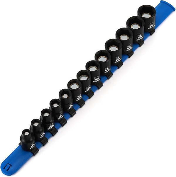 Juego de 13 llaves métricas magnéticas CASOMAN, 3/8 de pulgada, 6 puntos, perfil bajo, medidas de 0.276" a 0.748", material CR-MO.
