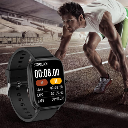 Reloj inteligente unisex de 1.69" con pantalla táctil completa, IP68 resistente al agua, Bluetooth, monitor de frecuencia cardíaca y sueño – Compatible con iPhone y Android (color negro).