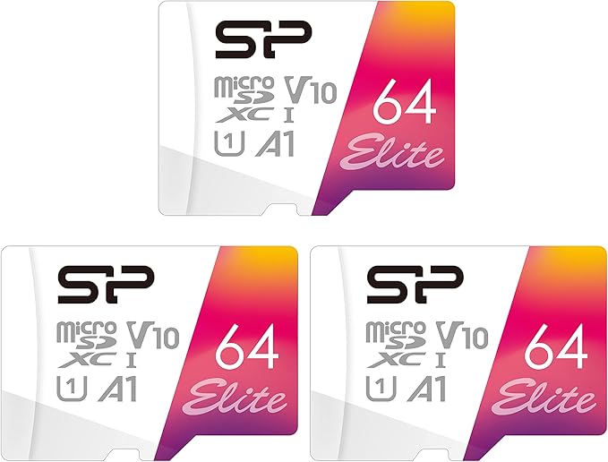Paquete de 3 tarjetas de memoria micro SDXC Elite 64 GB UHS-I con adaptadores SD – Silicon Power.