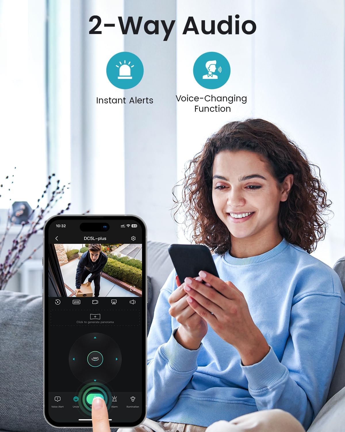DEKCO – Pack de 2 cámaras de seguridad WiFi para exteriores 2K, 3MP, visión panorámica 360°, detección de movimiento inteligente