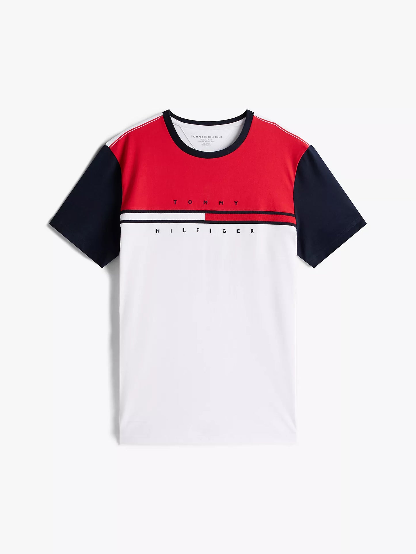 Tommy Hilfiger – Camiseta Regular Fit Colorblock con Logo de Bandera
