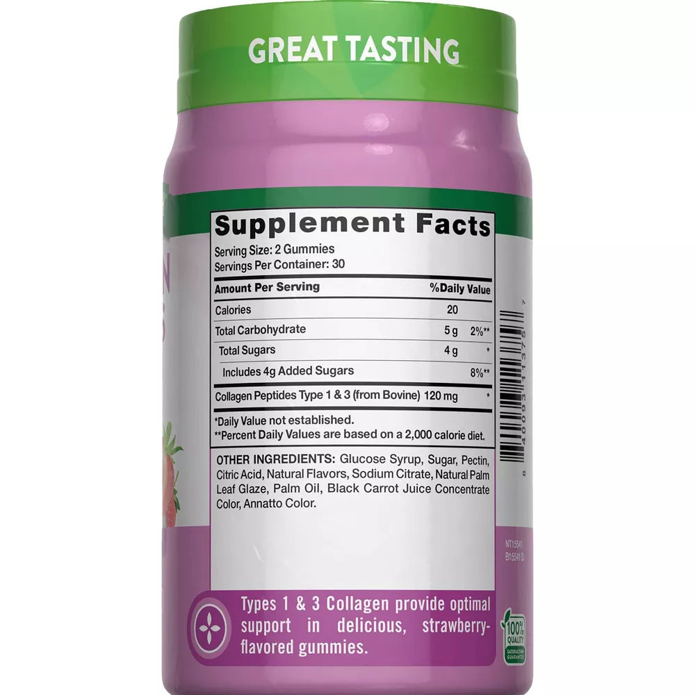 Nature's Truth – Gomitas de Colágeno Tipo 1 + 3 para Belleza – 60 unidades