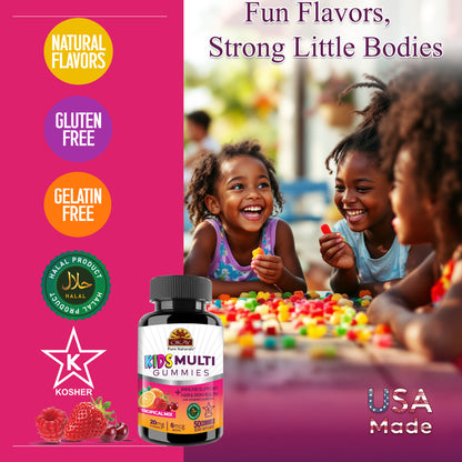 Okay Pure Naturals – Gomitas Multivitamínicas para Niños, Tropical Mix – 50 unidades