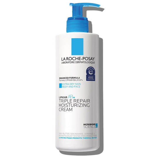 La Roche-Posay Lipikar AP+M Crema Hidratante Corporal y Facial Reparadora Triple, para piel seca con manteca de karité y glicerina, 400 mL (13.52 fl oz)