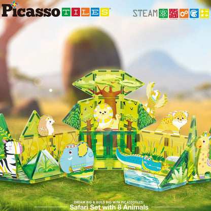 PICASSO-TILES – Juego de 46 piezas magnéticas Safari, bloques de construcción STEM educativos, Serie Mini Diamond, edades 3 a 99