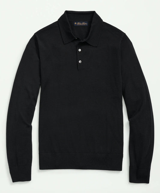 Brooks Brothers – Suéter Polo de Lana Merino – Negro