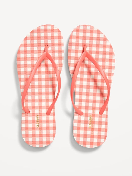 Old Navy – Sandalias de dedo para hombre, Naranja/Blanco Cuadriculado