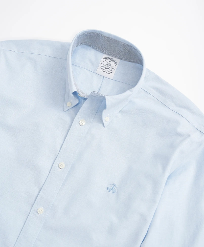 Brooks Brothers – Camisa Oxford Sport de Manga Larga con Botones – Celeste