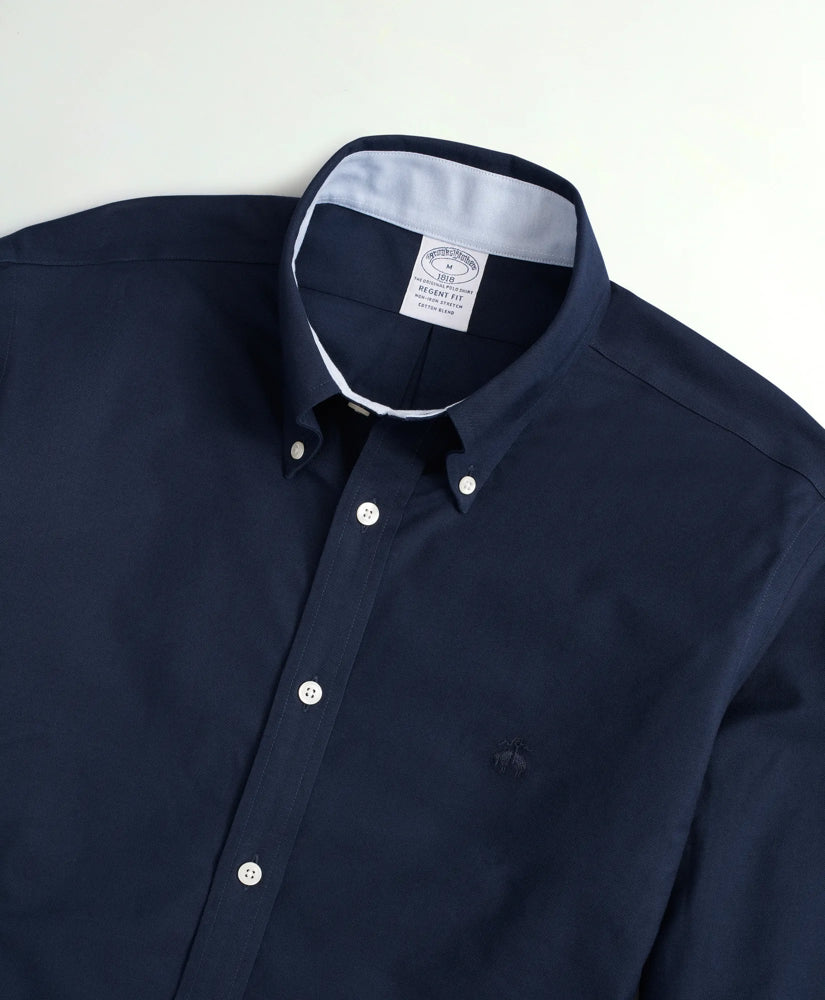 Brooks Brothers – Camisa Oxford Sport de Manga Larga con Botones – Azul Navy