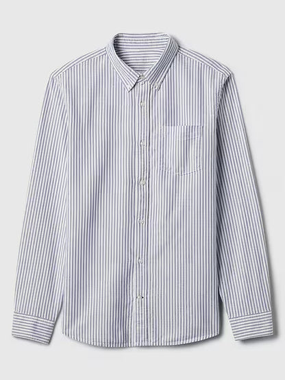 Polo Stretch Piqué para hombre – Verde gris con rayas - GAP