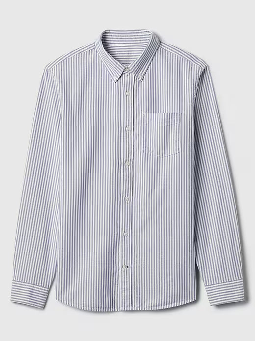 Polo Stretch Piqué para hombre – Verde gris con rayas - GAP